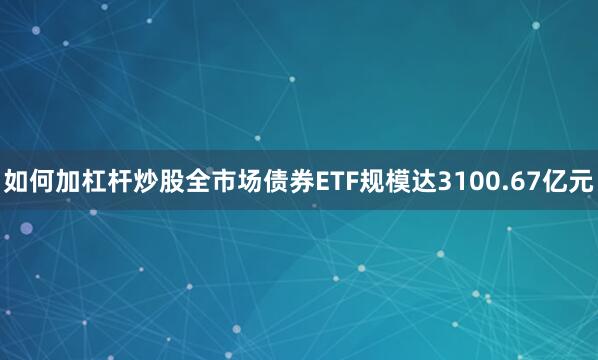 如何加杠杆炒股全市场债券ETF规模达3100.67亿元